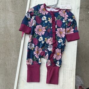 Pete & Lucy  Floral Kids One Piece - Pink and Blue